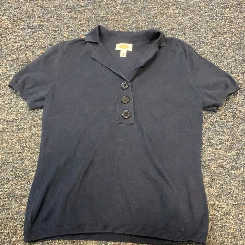 Talbots Navy Blue Button Up Top sz. M